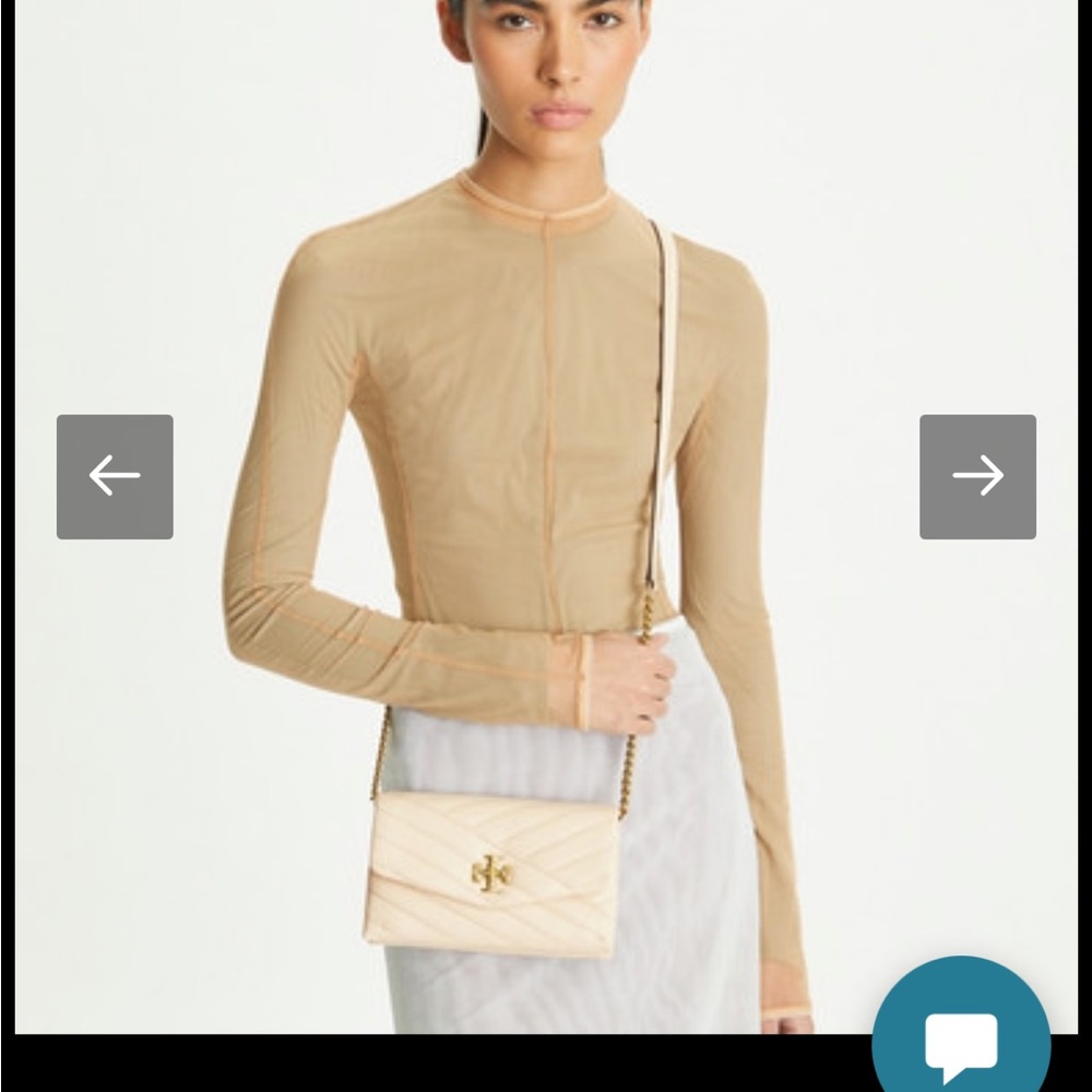 Tory Burch Kira Chevron wallet on a chain shoulder bag in new cream size: OS